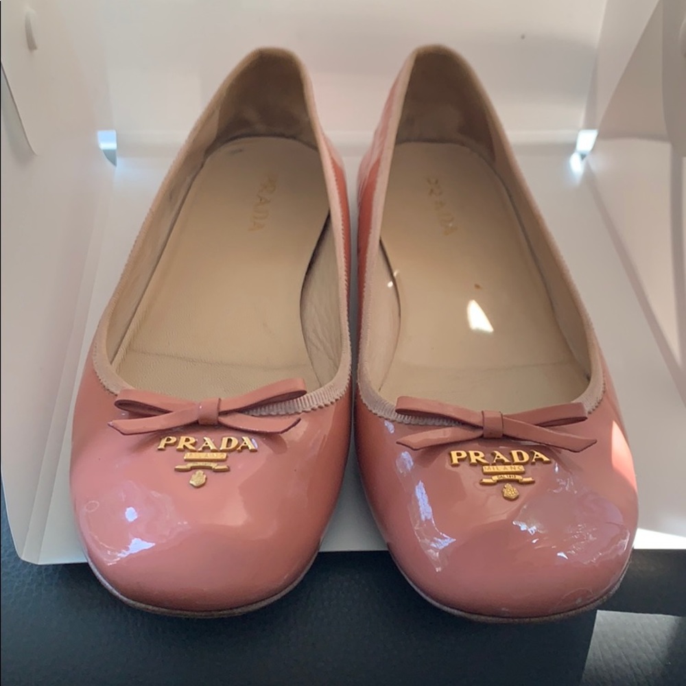 PRADA patent pink ballerina flats